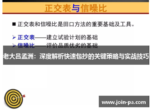 老大吕孟洲:深度解析快速包抄的关键策略与实战技巧 老大吕孟洲:深度解析快速包抄的关键策略与实战技巧